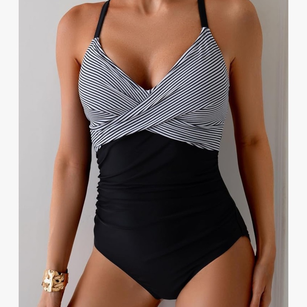 Striped Black and White Swimsuit